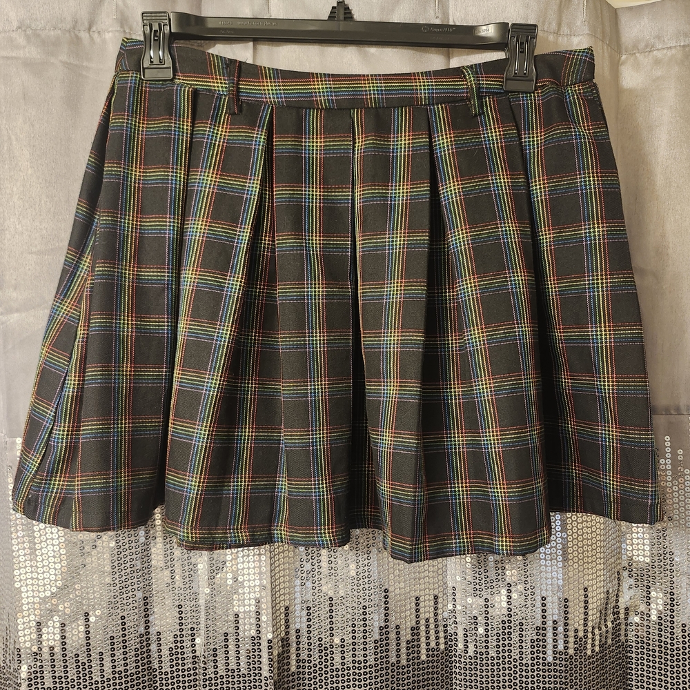 Hot Topic Multicolor Plaid Skater Skirt